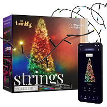 Умная гирлянда Twinkly Strings 250 LED Multicolor + White edition, черный - 1