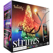 Умная гирлянда Twinkly Strings 600 LED Multicolor + White edition, черный - 0