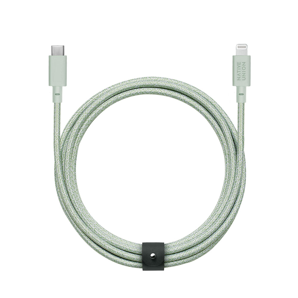 

Кабель Native Union Belt Cable Lightning/USB-C 3м, мятный