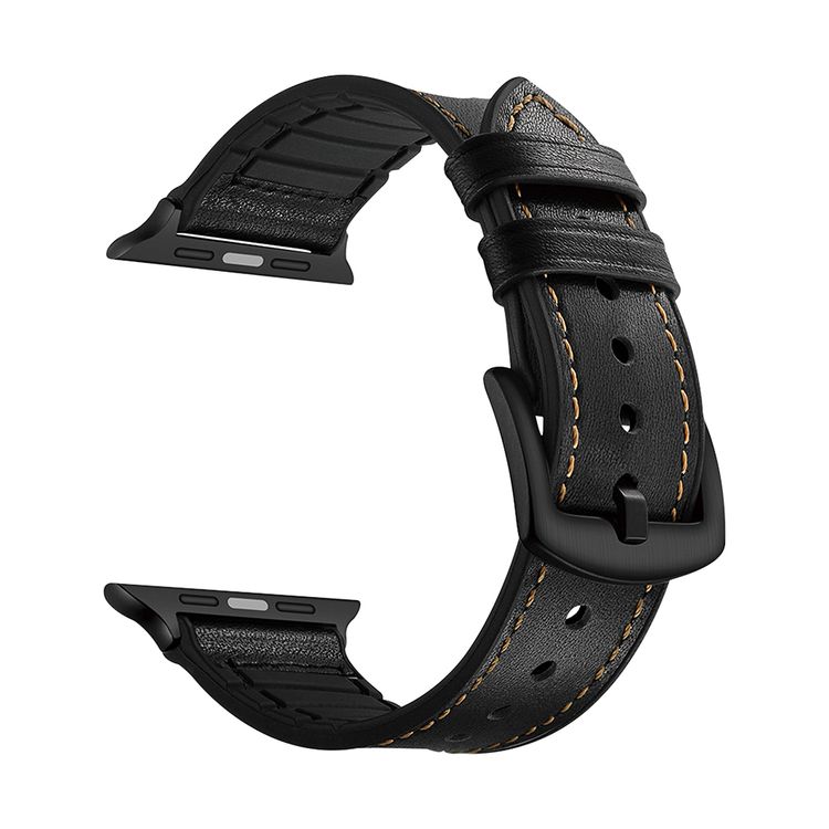 

Ремешок Lyambda Antares комбинированный кожа/силикон для Apple Watch 42/44 mm, Black, Черный