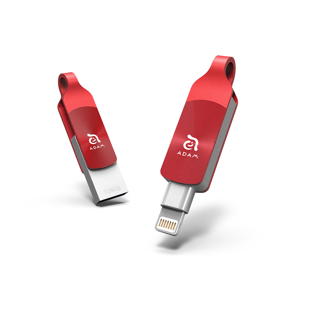 Флеш-накопитель 128 Гб Adam Elements iKlips DUO+, USB 3.1/Lightning, красный