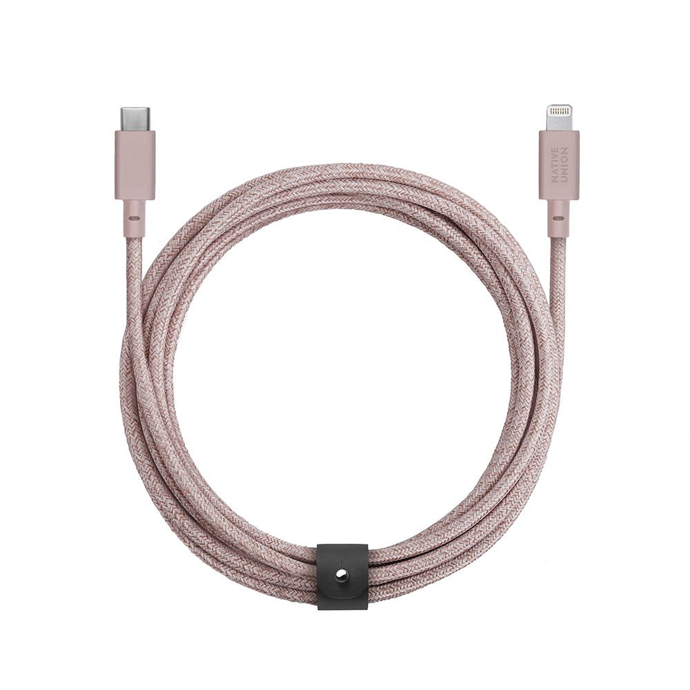

Кабель Native Union Belt Cable USB-C / Lightning, 3м, розовый