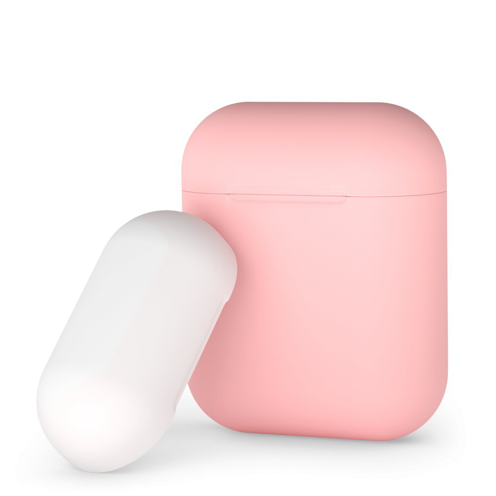 Чехол Deppa, силикон, цвет розовый/белый, для AirPods