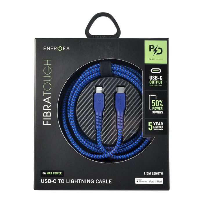 Кабель EnergEA FibraTough Lightning/USB-C 1.5м, синий— фото №2