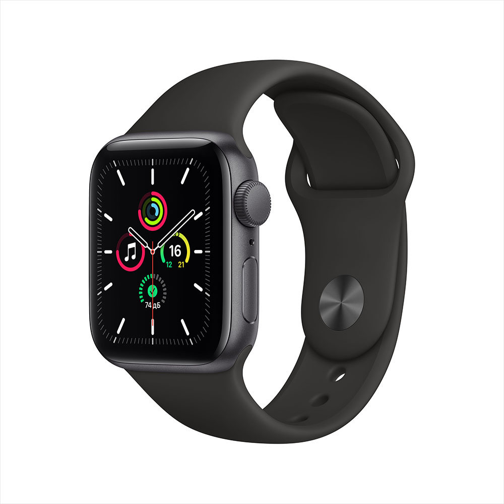 

Apple Watch SE GPS 40mm (корпус - серый космос, спортивный ремешок черного цвета)