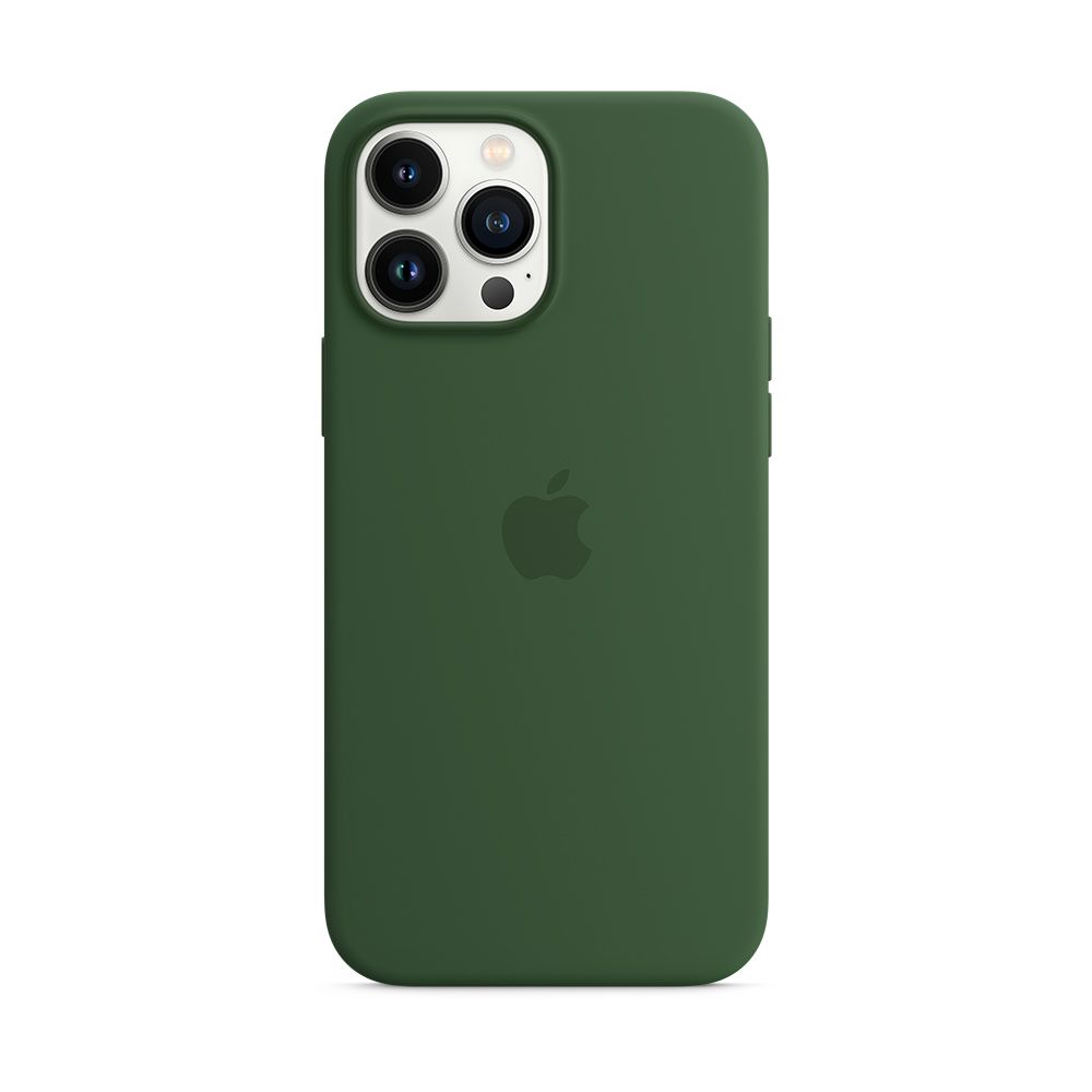 Чехол-накладка Apple MagSafe для iPhone 13 Pro Max, силикон, зеленый клевер