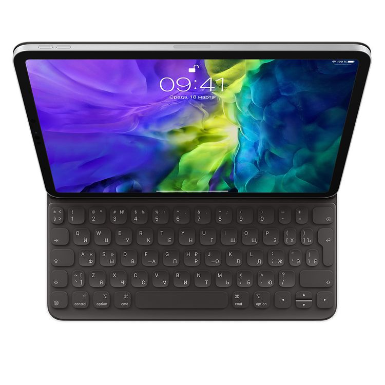 Клавиатура беспроводная Apple Smart Keyboard Folio, русская раскладка, черный, для iPad Air (4‑го поколения) и iPad Pro 11 дюймов (2‑го поколения)