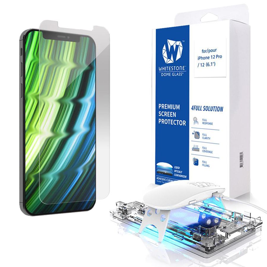 Защитное стекло Whitestone DomeGlass для iPhone 12/12 Pro, с UV-установкой