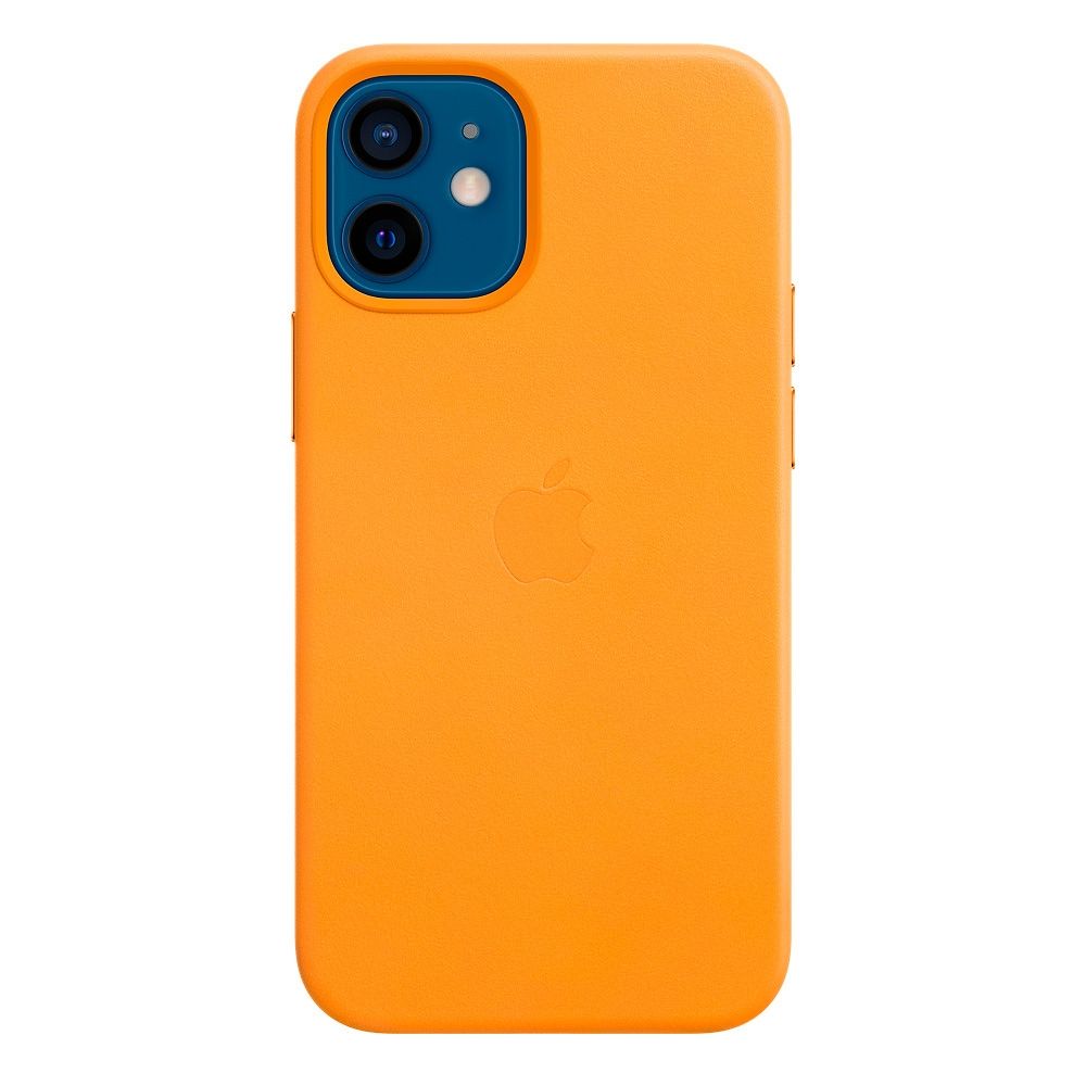 

Чехол-накладка Apple Leather Case with MagSafe для iPhone 12 mini, кожа, золотой апельсин, Оранжевый