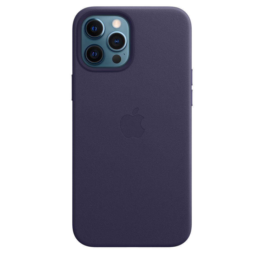 Чехол-накладка Apple Leather Case with MagSafe для iPhone 12 Pro Max, кожа, темно-фиолетовый
