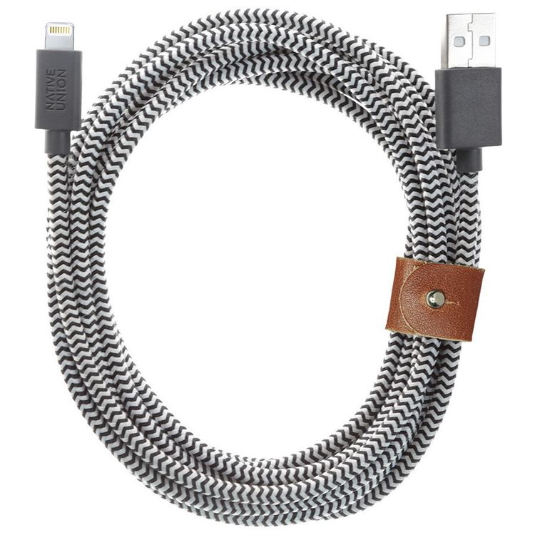 Кабель Native Union Belt Cable XL Lightning/USB 3м, зебра— фото №0